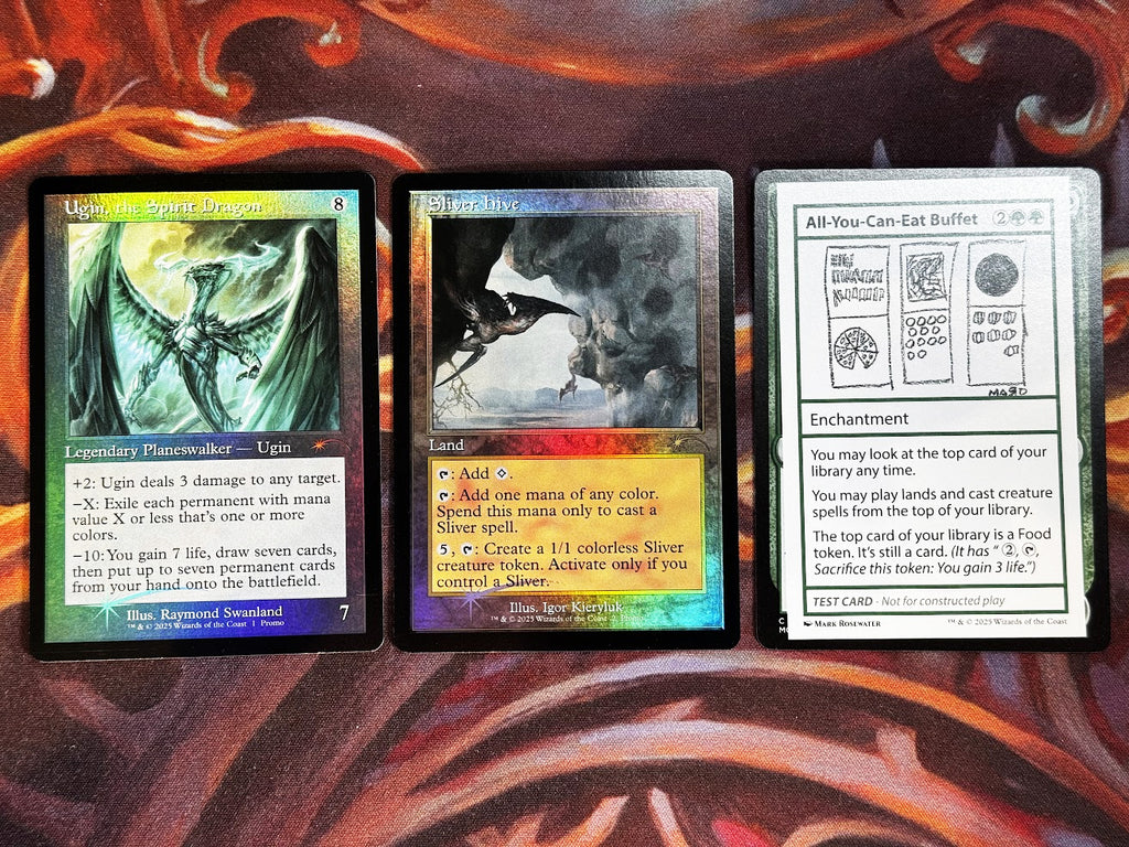 Festival in a Box: Las Vegas 2025 Promos: Retro Foil Ugin, the Spirit Dragon, Sliver Hive, Test Card